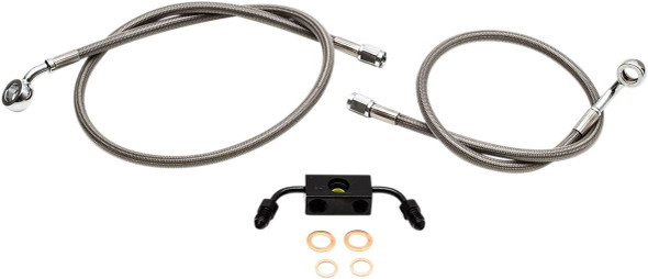 La Choppers - LA-8231B16 - Brake Lines - 15" - 17" Ape Hanger Handlebars - Stainless Steel