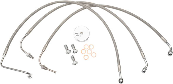 La Choppers - LA-8005B16 - Brake Lines - 15" - 17" Ape Hanger Handlebars - Stainless Steel