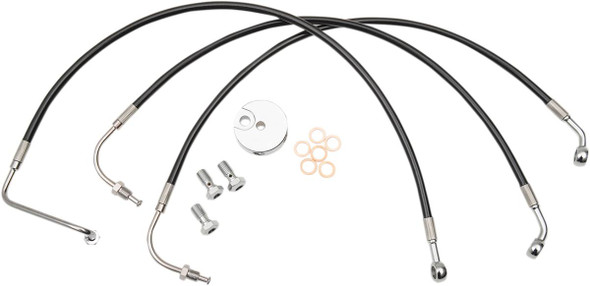 La Choppers - LA-8006B13B - Brake Line - 12" - 14" Ape Hanger Handlebars - Black