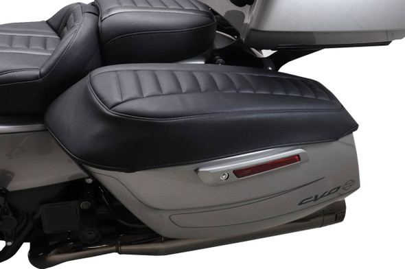Mustang - 88404GM - Deluxe Saddlebag Lid Coers - Black w/ Gunmetal Stitch - Touring