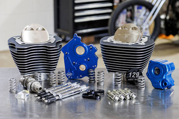 S&S Cycle - 310-1223 - 129" Power Package Engine Performance Kit - Chain Drive - Oil Cooled - Highlighted Fins - M8
