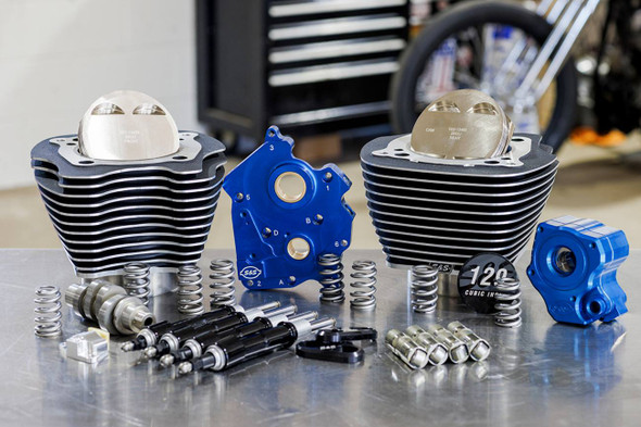 S&S Cycle - 310-1225 - 129" Power Package Engine Performance Kit - Chain Drive - Oil Cooled - Highlighted Fins - M8