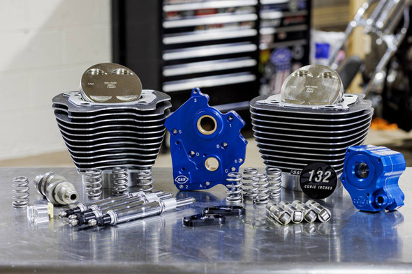 S&S Cycle - 310-1235 - 132" Power Package Engine Performance Kit - Chain Drive - Water Cooled - Highlighted Fins - M8