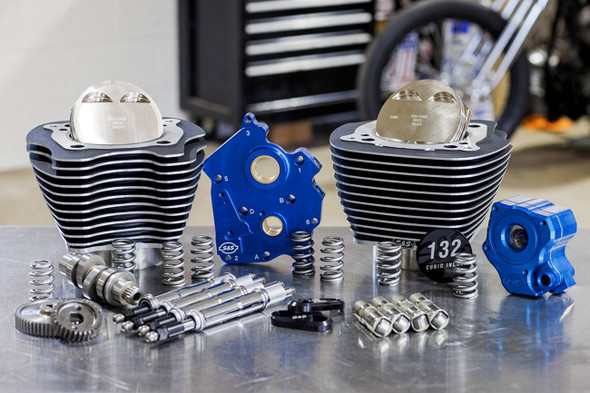 S&S Cycle - 310-1230 - 132" Power Package Engine Performance Kit - Gear Drive - Water Cooled - Highlighted Fins - M8