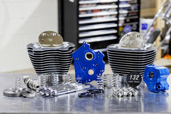 S&S Cycle - 310-1238 - 132" Power Package Engine Performance Kit - Chain Drive - Oil Cooled - Highlighted Fins - M8