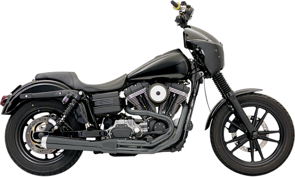 Bassani - Road Rage 2-into-1 Exhaust Systems Black, Short, Upswept - Fits  '06-'16 FXD/FXDWG With Forward or Mid Controls