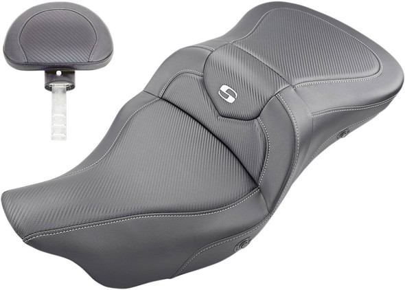 Saddlemen - 808-07B-186BRHC - Extended Reach Roadsofa™ Seat - Carbon Fiber - Backrest - Heated - FL '08-'24