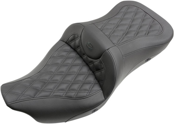 Saddlemen - 808-07B-182THC - Roadsofa™ Seat - Heated - Full Lattice Stitch - without Backrest - Black - FL '09-'24