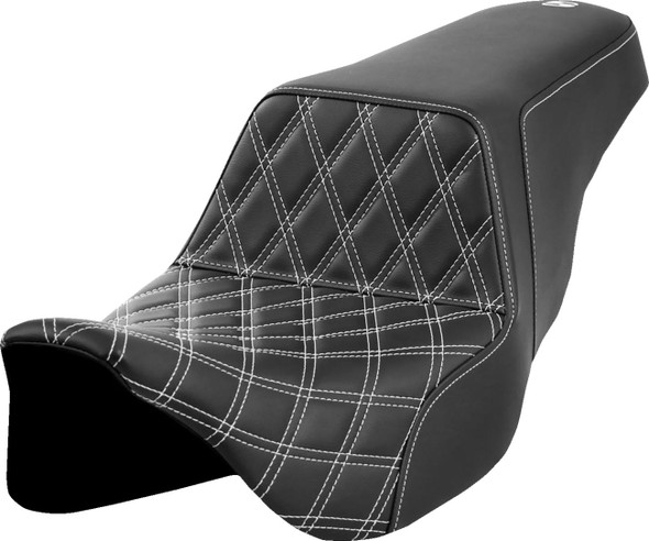 Saddlemen - 808-07B-17206 - Step-Up Seat - Front Lattice Stitch - White Stitch - FLH/FLT '08-'23