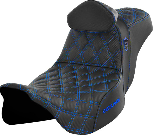 Saddlemen - SC80807BLURT - Pro Series SDC Performance Seat - w/ Backrest - Blue Stitch - FLH/FLT '08-'23