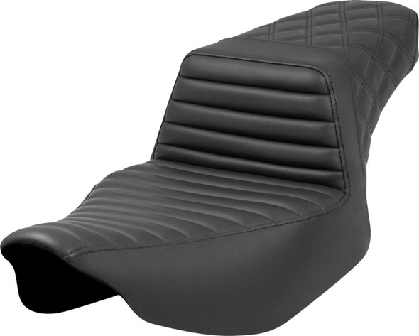Saddlemen - 823-07E-176 - Step-Up Seat - Front Tuck-n-Roll/Rear Lattice - Black - Extended Reach - FL '23-'24