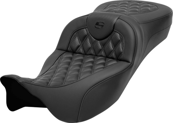Saddlemen - 808-07B-20700 - Roadsofa™ Extended Reach Seat - without Backrest - Lattice Stitch - Carbon Fiber - FL '08-'24