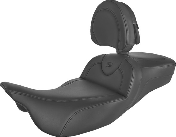 Saddlemen - 808-07B-188BR - Roadsofa™ Extended Reach Seat - Black/Black Stitching - w/ Backrest - FL '08-'24