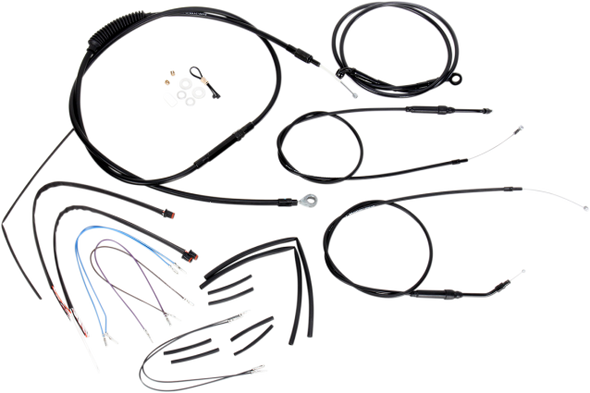 Burly Brand - 16" Handlebar Cable/ Brake Line Extension Kit - fits '12-'16 FXD Single Disc (Non-ABS)