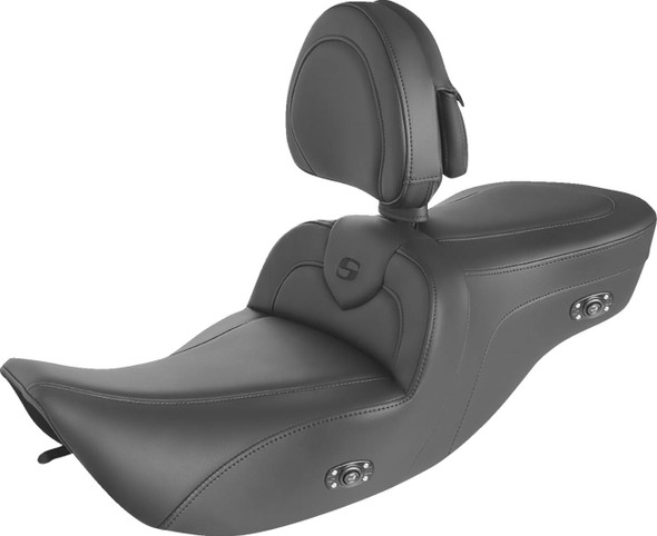 Saddlemen - 897-06-187BRHCT - Heated RoadSofa™ Seat - With Backrest - Black W/Black Stitching