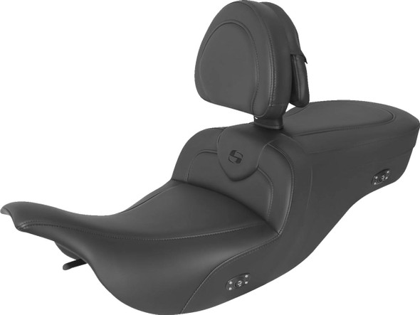 Saddlemen - 897-07-187BRHCT - Heated RoadSofa™ Seat - With Backrest - Black W/Black Stitching