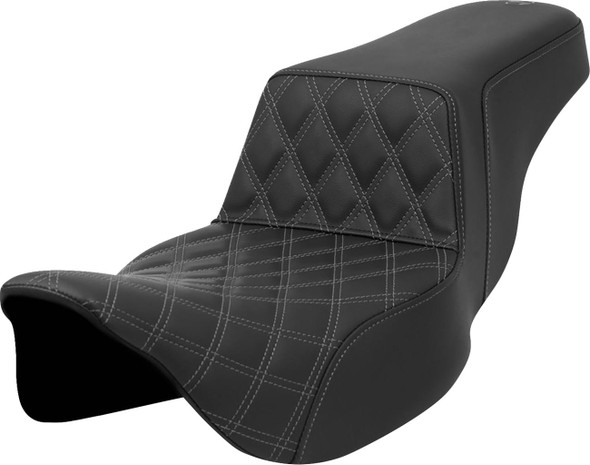 Saddlemen - 808-07E-17202 - Step-Up Seat - Front Lattice Stitch - Gray Stitch - Extended Reach - FLH/FLT '08-'23