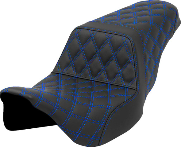 Saddlemen - 808-07B-17501 - Step-Up Seat - Lattice Stitch - Blue Stitch - FLH/FLT '08-'23