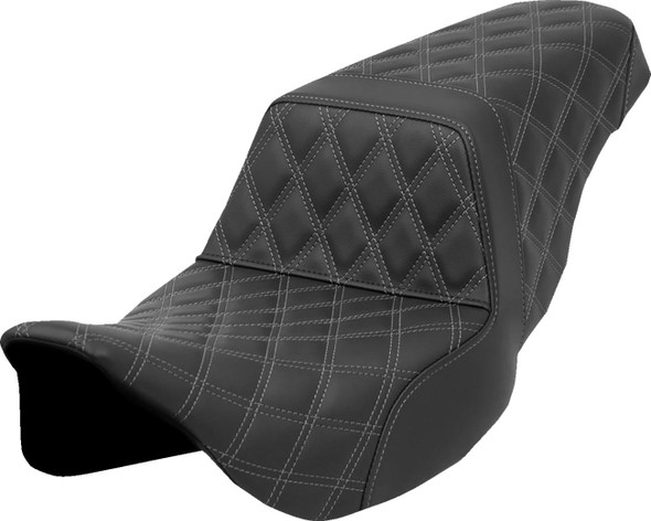 Saddlemen - 808-07B-17502 - Step-Up Seat - Lattice Stitch - Gray Stitch - FLH/FLT '08-'23