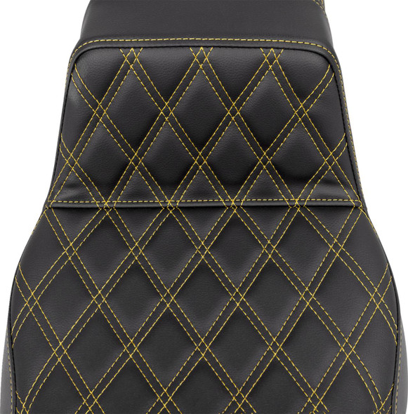 Saddlemen - 808-07E-17507 - Step-Up Seat - Lattice Stitch - Gold Stitch - Extended Reach - FLH/FLT '08-'23