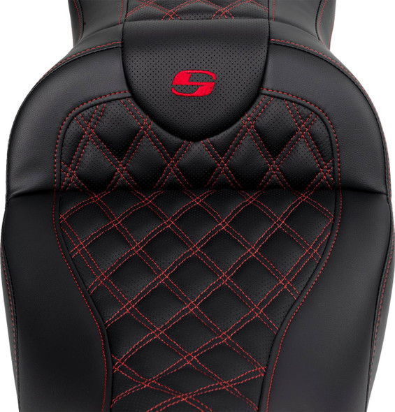 Saddlemen - 808-07B-182B4 - Roadsofa™ Seat - with Backrest - Red Stitch - FL '08-'23