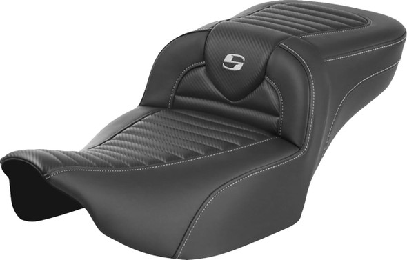 Saddlemen - 823-07-20500 - Roadsofa™ Extended Reach Seat - without Backrest - Tuck-n-Roll - Carbon Fiber - FLTR/FLHX '23-'24