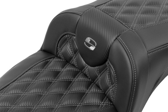 Saddlemen - 823-07-20702 - Roadsofa™ Extended Reach Seat - without Backrest - Lattice Stitch - Dark Gray Stitch - FL/FX '23-'24