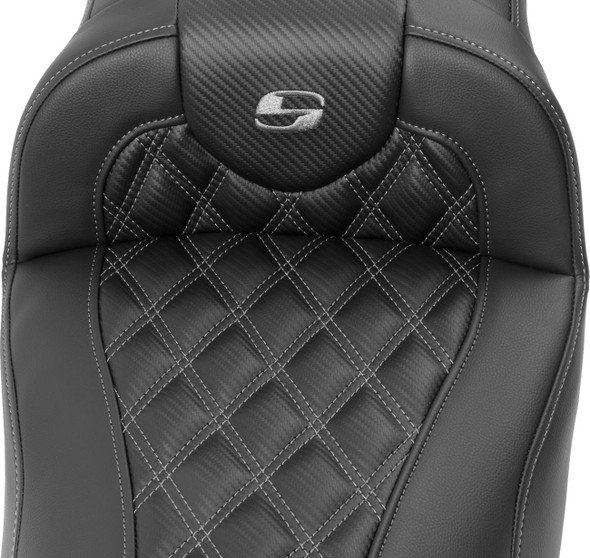 Saddlemen - 823-07-20702 - Roadsofa™ Extended Reach Seat - without Backrest - Lattice Stitch - Dark Gray Stitch - FL/FX '23-'24