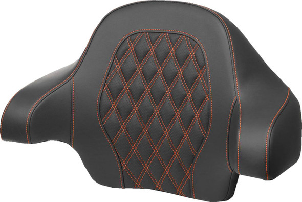 Saddlemen - 814-07-15003 - Tour-Pak® Backrest Pad - Lattice Stitch - Orange Stitch - FL '14-'24