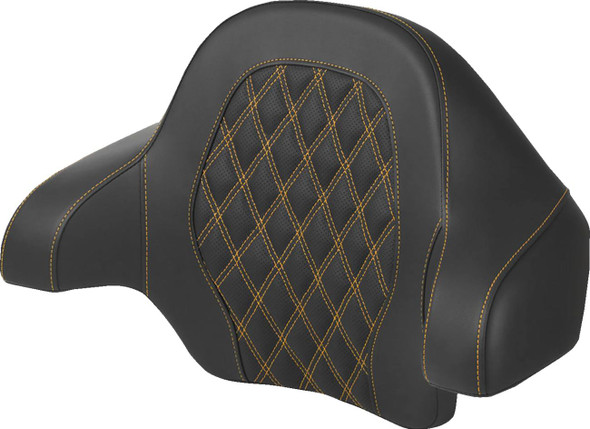 Saddlemen - 814-07-15007 - Tour-Pak® Backrest Pad - Lattice Stitch - Gold Stitch - FL '14-'24