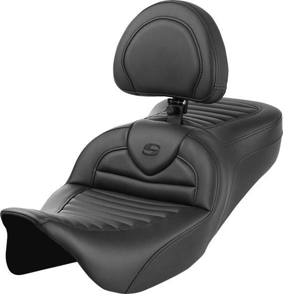 Saddlemen - 808-07B-202B0 - Roadsofa™ Seat - with Backrest - Tuck-n-Roll - FL '08-'23