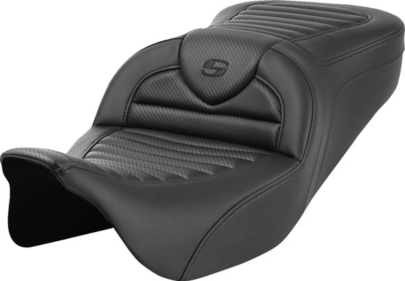 Saddlemen - 808-07B-20400 - Roadsofa™ Seat - without Backrest - Tuck-n-Roll - Carbon Fiber - FL '08-'23