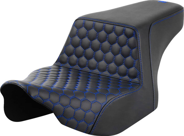 Saddlemen - 823-07-17701 - Step-Up Seat - Front Honeycomb - Blue Stitching - FL '23-'24