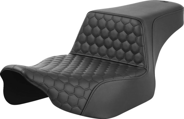Saddlemen - 823-07-17800 - Step-Up Seat - Extended Reach - Front Honeycomb - Black Stitch - FL '23-'24