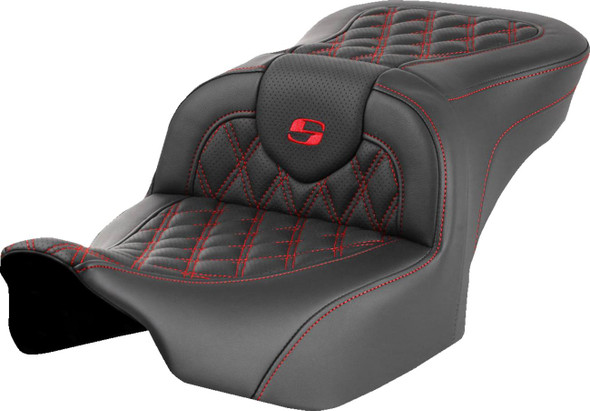 Saddlemen - 823-07-18204 - Roadsofa™ Seat - without Backrest - Red Lattice Stitch - FLTR/FLHX '23-'24