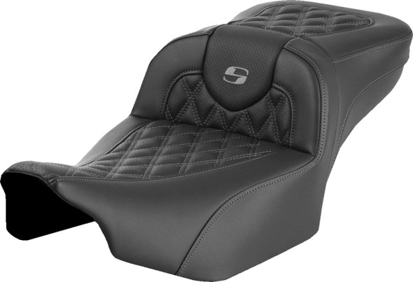 Saddlemen - 823-07-18402 - Roadsofa™ Extended Reach Seat - without Backrest - Lattice Stitch - Gray Stitch - FLTR/FLHX '23-'24
