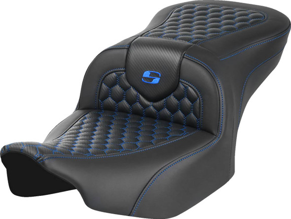 Saddlemen - 823-07-18901 - Roadsofa™ Seat - without Backrest - Honeycomb - Blue Stitch - FLTR/FLHX '23-'24