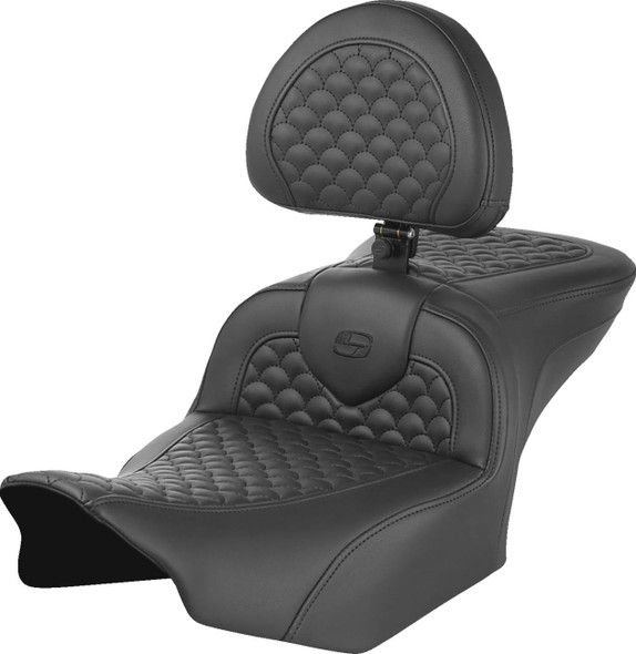 Saddlemen - 823-07-208B0 - Roadsofa™ Seat - Dragon Scale Stitch - w/ Backrest - FLTR/FLHX '23-'24