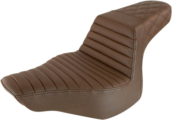 Saddlemen - 813-27-176BR - Step-Up Seat - Front Tuck-n-Roll/Rear Lattice Stitch - Brown