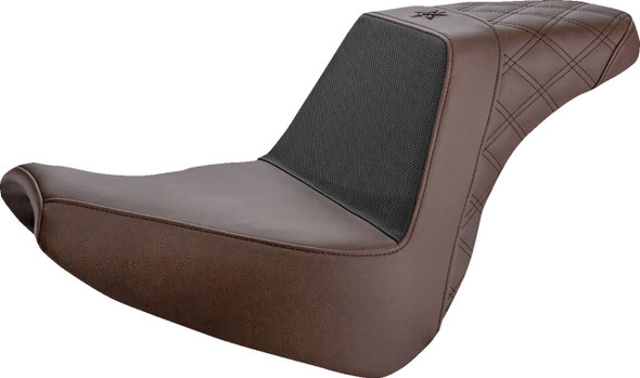 Saddlemen - UN18-31-173BR - Unknown Industries Seat - Front Carbon Fiber/Black Gripper Lumbar/Rear Lattice Stitch - FXBR '18-'20
