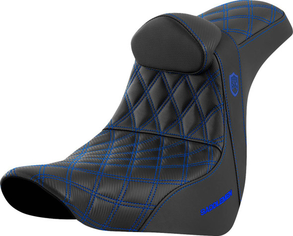 Saddlemen - SC81829BLURT - Pro Series SDC Performance Seat - w/ Backrest - Blue Stitch - FL/FX '18-'23