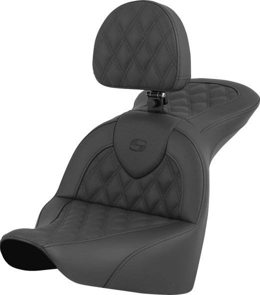 Saddlemen - 818-27-182BR - RoadSofa™ Seat - Lattice Stitch - with Driver Backrest - FLFB/FXBR '18-'24