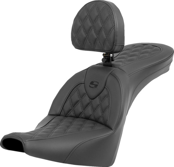 Saddlemen - 818-30-182BR - Roadsofa™ Seat - Lattice Stitch - with Backrest - FXBB/FXST '18-'24