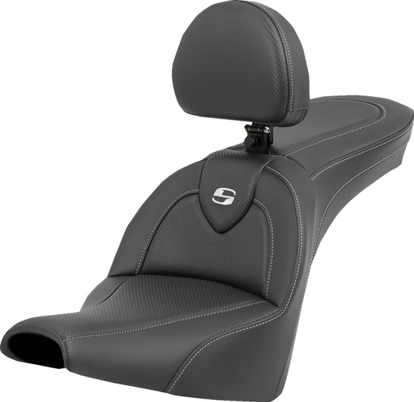 Saddlemen - 818-30-185BR - Roadsofa™ Carbon Fiber Seat - Carbon Fiber - with Backrest - FXBB/FXST '18-'24