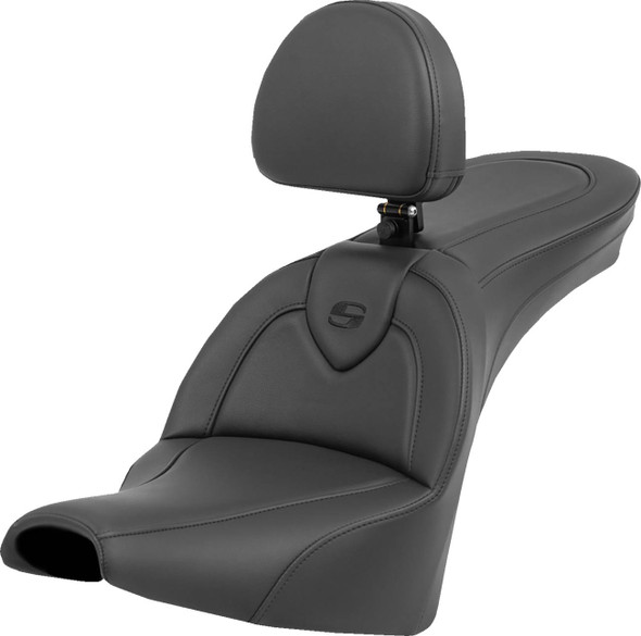 Saddlemen - 818-30-187BR - Roadsofa™ Seat - with Backrest - Black/Black Stitching - FXBB/FXST '18-'24