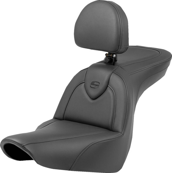 Saddlemen - 818-29-187BR - Roadsofa™ Seat - with Backrest - Black/Black Stitching - FXLR/FLSB '18-'23