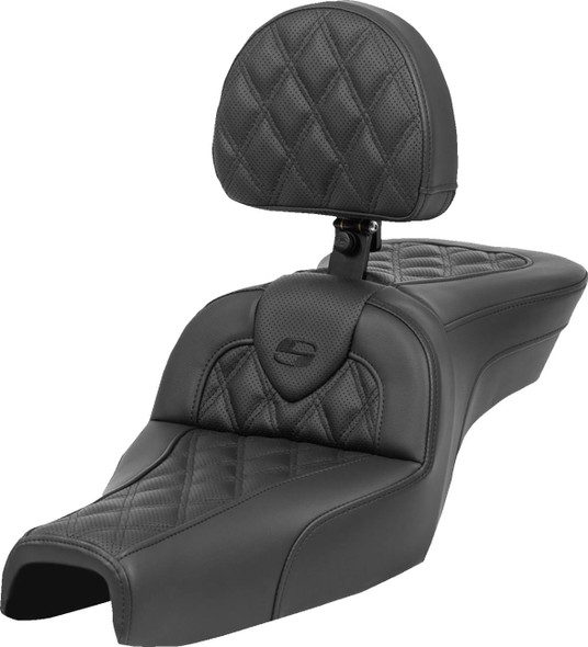 Saddlemen - 807-03-182BR - Roadsofa™ Seat - with Backrest - Lattice Stitch - XL '04-'22