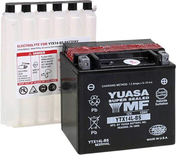Yuasa - YUAM3RH4L - AGM Battery - YTX14L-BS - .69 L