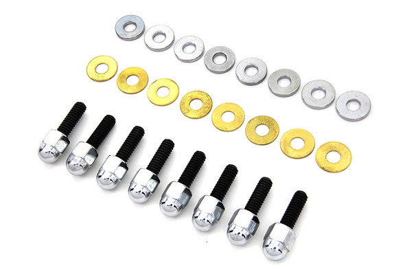 Colony - Chrome Rocker Cover Screw Kit fits Harley XL, FL, FXD - Acorn