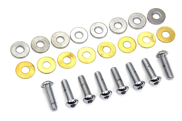 Colony - Chrome Rocker Cover Screw Kit fits Harley XL, FL, FXD - Button Head